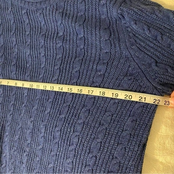Vineyard Vines size Medium Cotton Linen Blend Cable Knit Fisherman Sweater - Picture 5 of 6